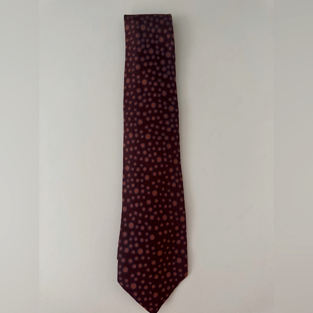 Salvatore Ferragamo Burgundy, Orange, and Purple Polka Dot Silk Tie